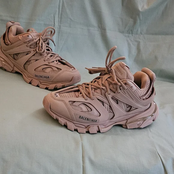 Men's Balenciaga Track Sneaker Dark Tan Leather Mesh Luxury Sneakers Size 8 US - Picture 10 of 16